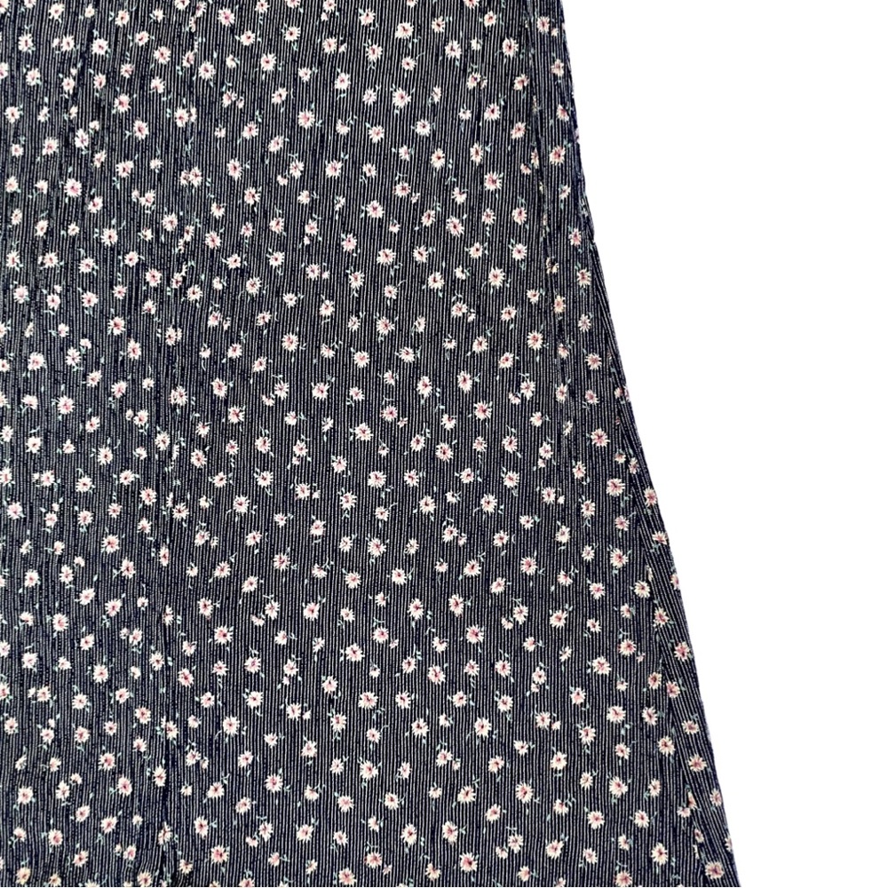 VTG 90's Dainty Grunge Twee Short Sleeve Velvet Heat Printed Daisy Midi Dress - Picture 7 of 11